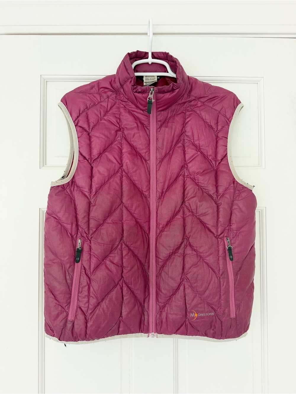 MOONSTONE lightweight down vest size M pink goose down packable